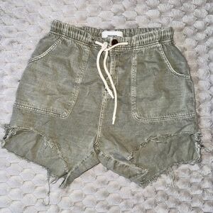 One Teaspoon Shabby Kingpins Green Distressed Elastic Waist Drawstring Shorts